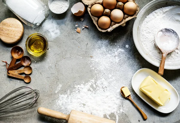 Imagem Caseira Dos Ingredientes Padaria — Fotografia de Stock