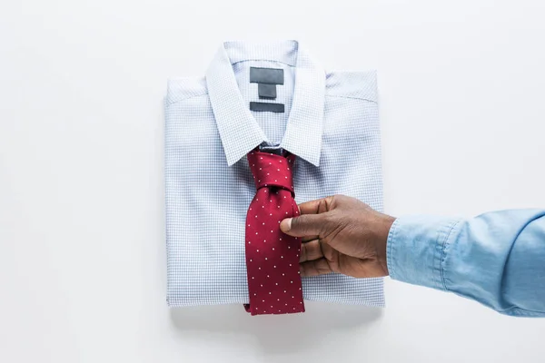 Camisa Dobrada Masculina Gravata — Fotografia de Stock