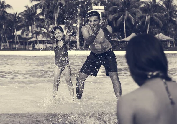 Family Swimming Pool Playing Togetherness Summer Holiday — Stock Photo, Image