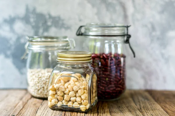 Variety Beans Glass Jar — Stok Foto