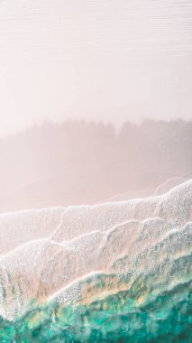 Beyaz kum plajı cep telefonu duvar kâğıdı drone görüntüsü