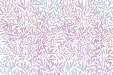 William Morris 'in sanat eserlerinden pembe yaprak holografik desen remiksi