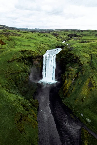 Дрони Водоспаду Скафос Ісландія — стокове фото