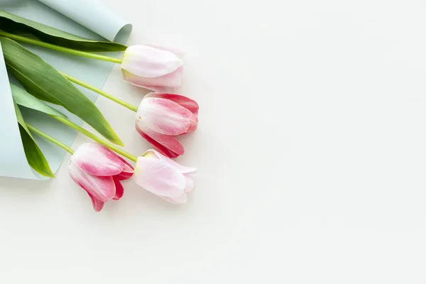 Rosa Tulpen Auf Weißem Hintergrund — Stockfoto