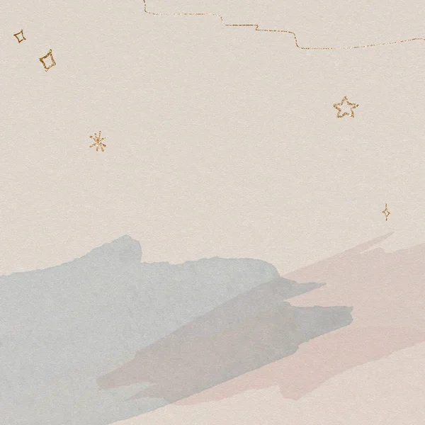 Skimrande Guld Stjärnor Och Måne Akvarell Bakgrund — Stockfoto