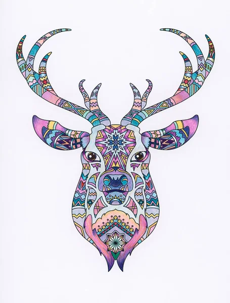 Intricate Coloring Pattern Reindeer Head — Φωτογραφία Αρχείου