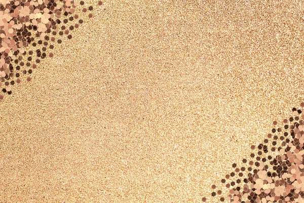 Brilhante Glitter Confetti Frame Fundo Dourado — Fotografia de Stock