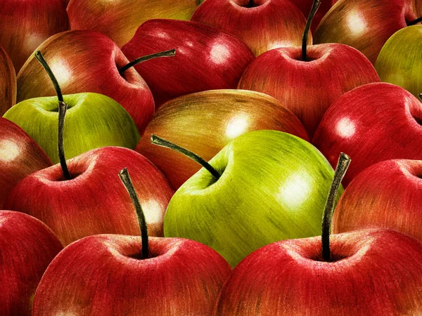 Hand Drawn Apple Patterned Background Illustration — Stock Photo, Image