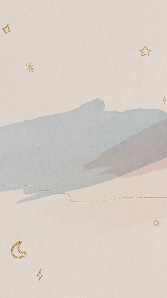 Skimrande Guld Stjärnor Och Måne Akvarell Bakgrund — Stockfoto