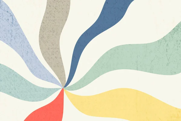 ベージュ地に大胆な色波状のサンバースト効果パターン — ストック写真