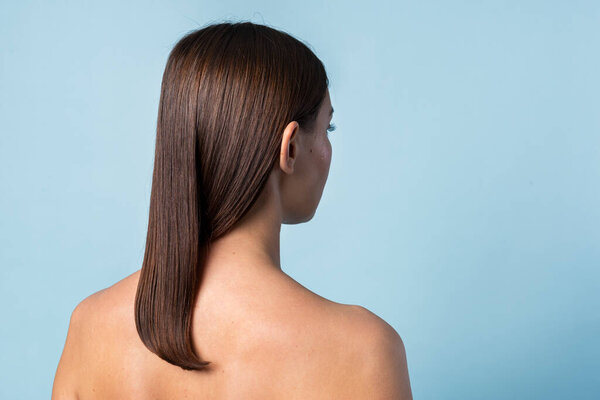 Rear View Naked Woman Studio Shot Stock Photo