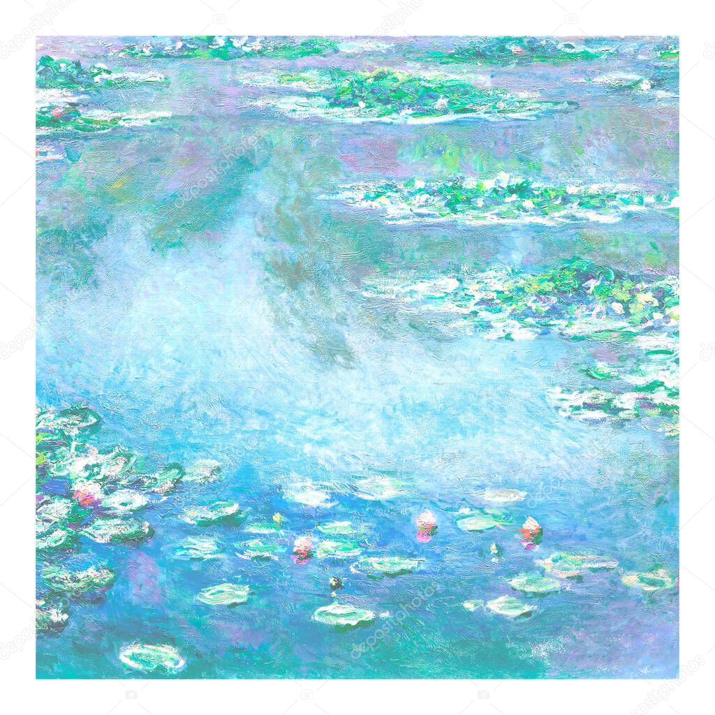 Water Lilies (1914) vintage illustration, remix from original painting by Claude Monet.
