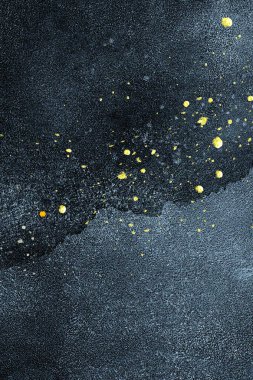 Koyu mavi desen arkaplan illüstrasyonunda altın sıçraması
