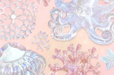 Holografik deniz yaşamı dizayn kaynağı.