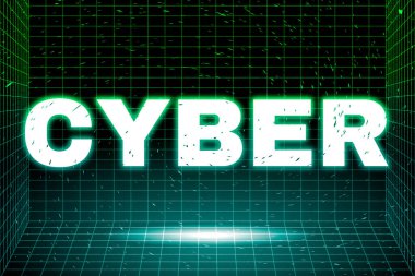 Koyu neon ızgara siber fütüristik kalın yazı tipi