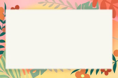 Renkli tropikal çiçekler dikdörtgen çerçeve