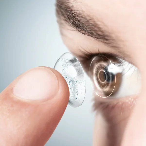 Eye Intelligens Kontaktlencse Weboldal Háttér — Stock Fotó