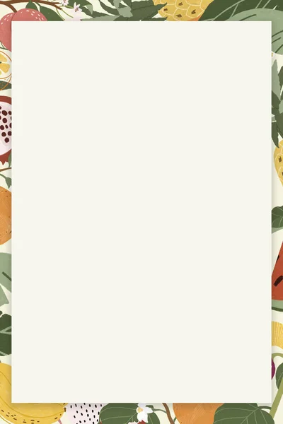 Färgglada Tropiska Frukter Rektangel Ram — Stockfoto