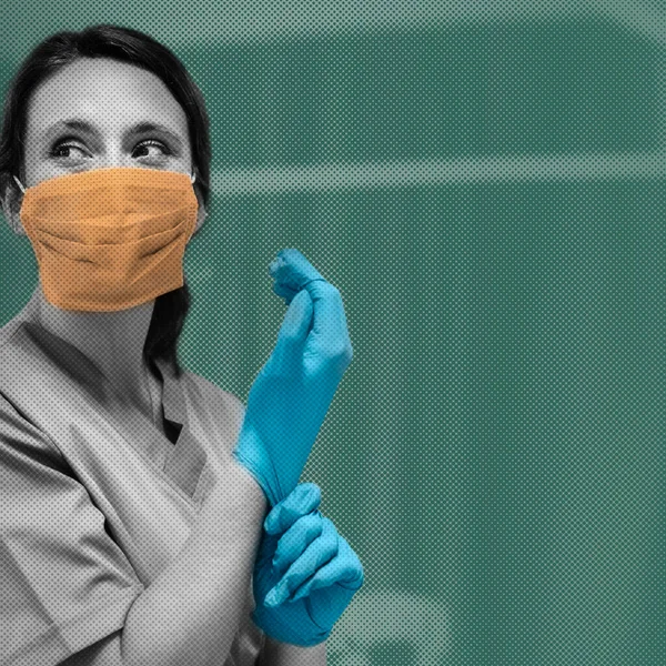Női Nővér Orvosi Hős Keményen Dolgozik Koronavírus Világjárvány Idején — Stock Fotó