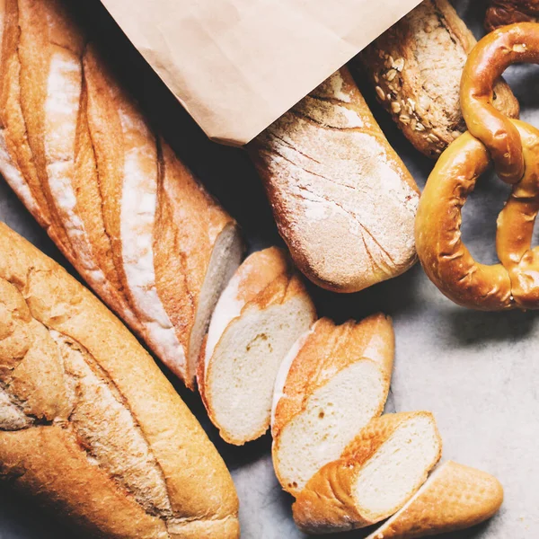 Διάφορα Φρέσκο Ψωμί Ψημένο — Φωτογραφία Αρχείου