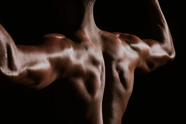 Rear View Muscular Black Man — Stock Photo, Image