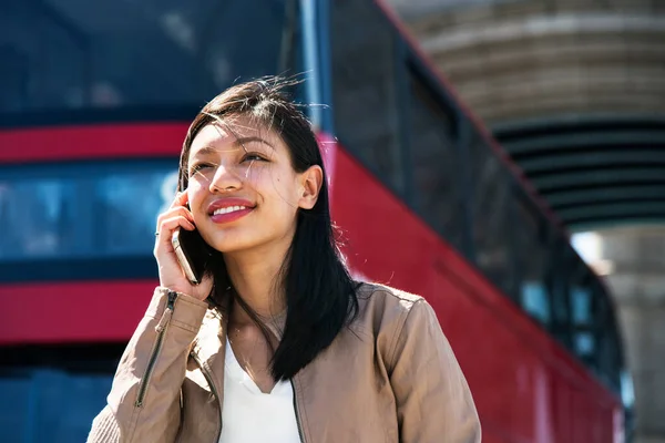 Cheerful Woman Making Call — Stock Photo, Image