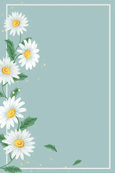 Gänseblümchen Blume Rahmen Auf Hellgrünem Hintergrund Mobiltelefon Tapete Illustration — Stockfoto