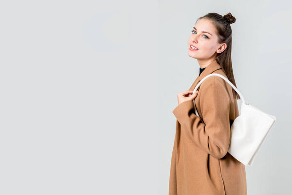 Woman White Hand Bag Stock Picture