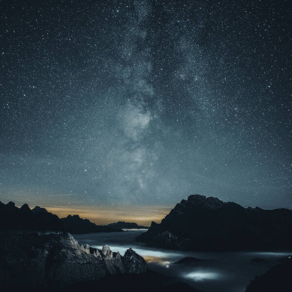 Starry Night Mountain — Stock Photo, Image