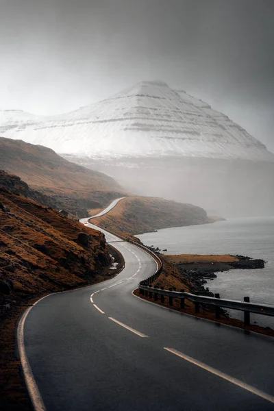 Scenic Freeway Lake Faroe Islands — Stock Photo, Image