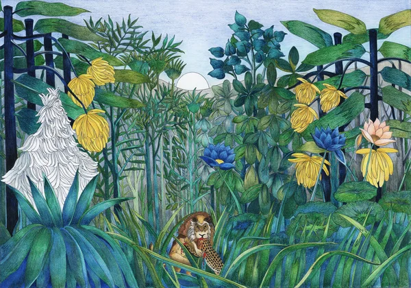 Henri Julien Rousseau 'dan The Repast of the Lion (1907): Yetişkin boyama sayfası