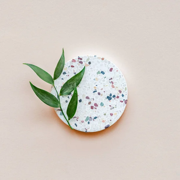 Pastel arka planda terrazzo yemeği.