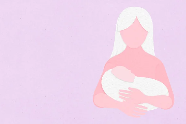 Madre Sosteniendo Bebé Recién Nacido Papel Fondo Artesanal — Foto de Stock