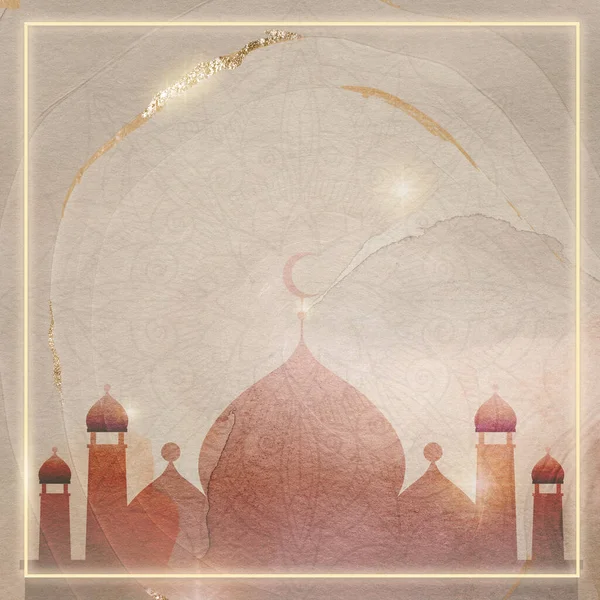 Golden Square Eid Mubarak Frame — Stock Photo, Image