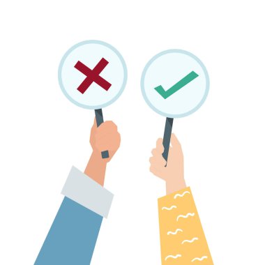 Oy simgesi resimlerini gösteren eller