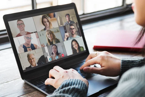 Colleagues Having Video Conference Coronavirus Pandemic — Stock Photo, Image