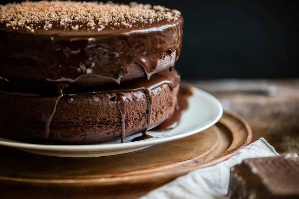 Chocolate Cake Food Photography Recipe Idea — Stock Photo, Image