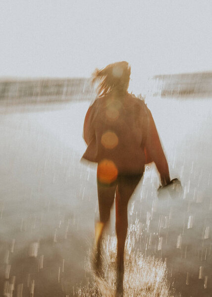 Woman Running Beach — Stock Photo, Image