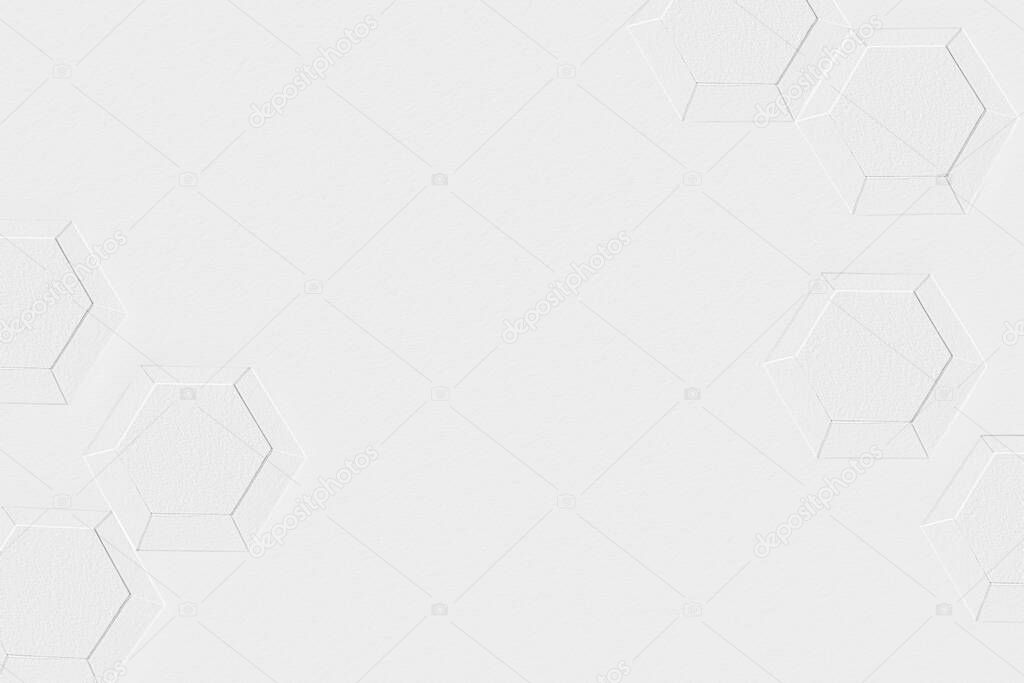 3D white paper craft hexagonal patterned background
