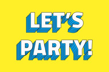 Retro layered let's party! typography clipart