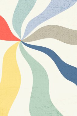 Bej arkaplanda kalın renk dalgalı güneş patlaması etkisi deseni