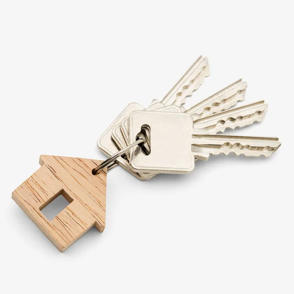 Dřevěné Klíče Bílém Pozadí — Stock fotografie
