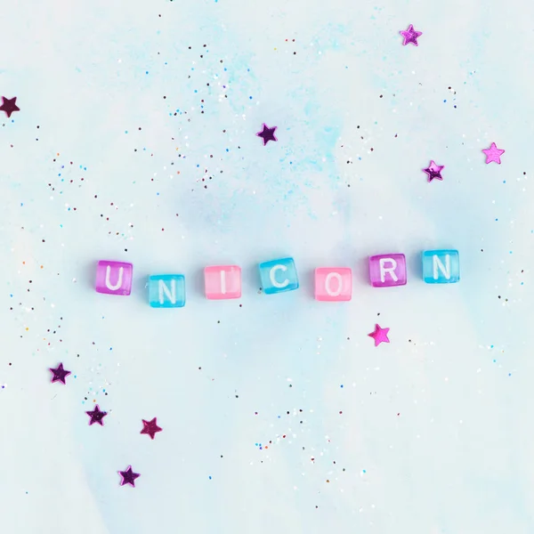 色彩斑斓的Unicorn珠文字排版 — 图库照片