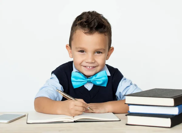 Rapazinho Esperto Com Seus Livros — Fotografia de Stock