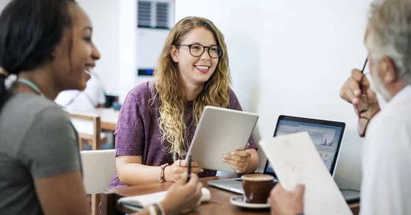 College Students Discussing Advisor — Stock Photo, Image