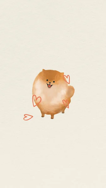 Fluffy Pomeranian Mobile Screen Background — Stock Photo, Image