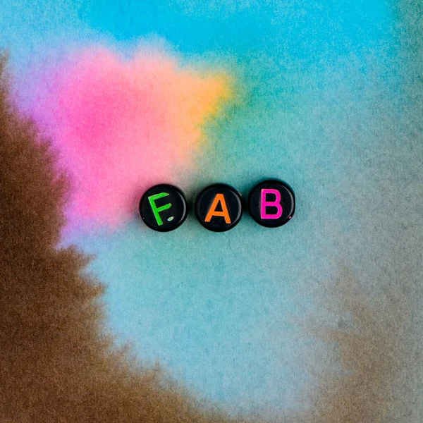 Black Fab Beads Word Typography — Stock Photo, Image