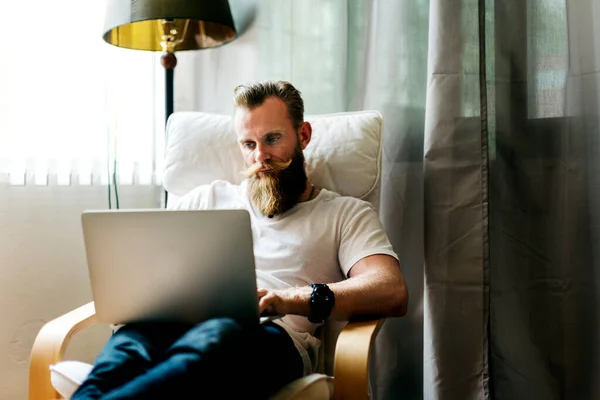 Man Working Home — Stock Photo, Image