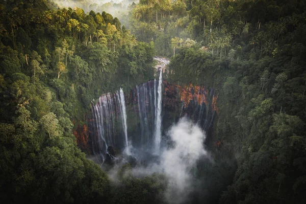 Pohled Tumpak Sewu Vodopády Indonésie — Stock fotografie