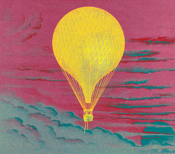 Globo Flotante Ilustración Vintage Remix Pintura Original —  Fotos de Stock